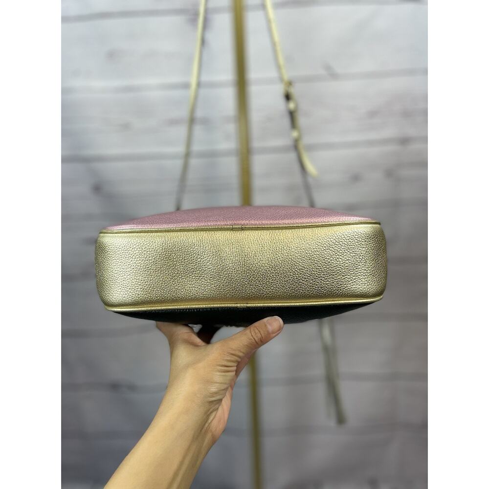 Coach Metallic Colorblock Leather Chaise Crossbody Bag Pink Green Gold Tone - Picture 7 of 13